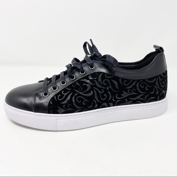 Robert Graham Men's Black Leather CREED Sneakers - Picture 2 of 10